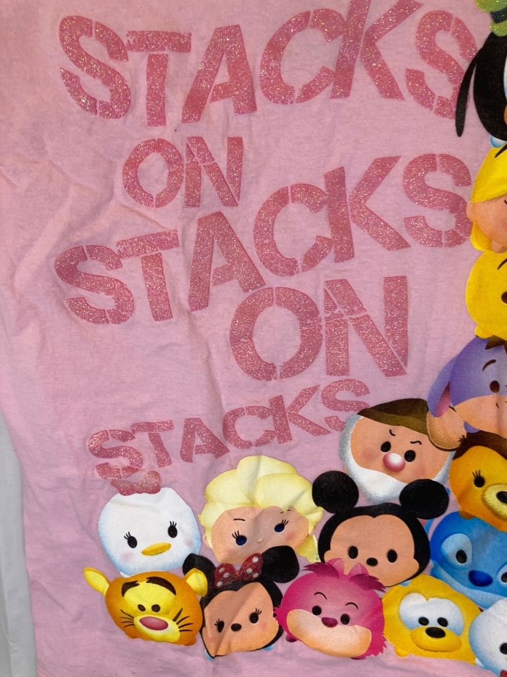 Disney Tsum Tsum Pink YOUTH Shirt Sz L 10/12 Small Marks Glitter Accent - Picture 6 of 14